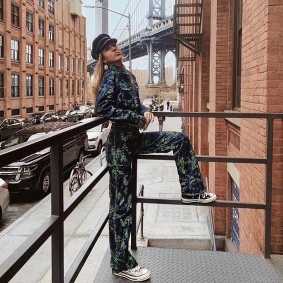 I.AM.GIA Pant Tali Denim Flare Animal Print High-Rise Green Tiger XS EUC - Picture 9 of 11